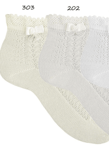 Side openwork ceremony ankle socks with bow Condor