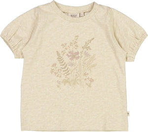 T-Shirt Flower Embroidery Wheat Spring23